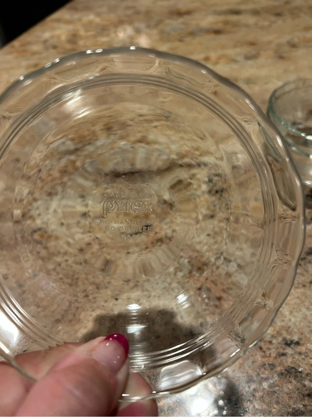 Pyrex #464 10oz Clear Glass Scalloped Edge 3 Ring Band Custard Dishes Set of 4
